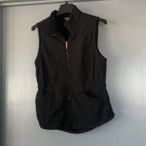 Women’s Bit & Bridle Horseback Riding black quilted zip Vest Lined Size XS